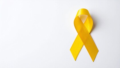 Isolated Yellow ribbon on White Background with Copyspace 