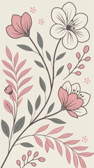 Seamless floral pattern with flowers and leaves in vintage decorative style