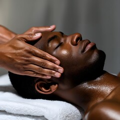 Naklejka premium Relaxing Facial Massage for Man