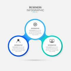 3 elements scheme, diagram. Three connected circles. Infographic template.