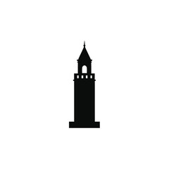 Elegant Black Silhouette of a Medieval Tower Vector Illustration,  Perfect for Architectural Designs and Historical Projects