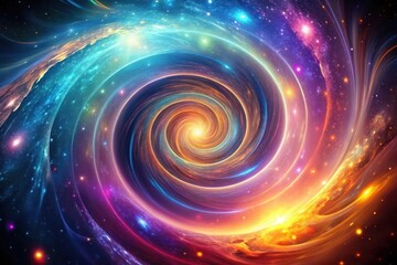 Cosmic Swirl A vibrant, swirling nebula with radiant colors and celestial bodies, depicting a mesmerizing cosmic dance of light and energy.