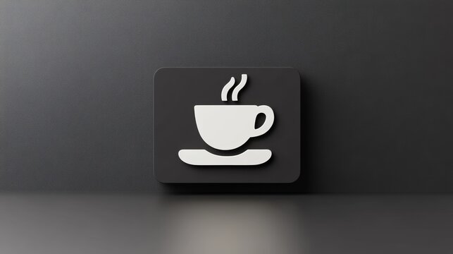 65.A 3D icon of a coffee shop board, designed to reflect a clean and modern aesthetic. The simple, elegant design of the sign conveys a minimalist approach to branding, ideal for a contemporary