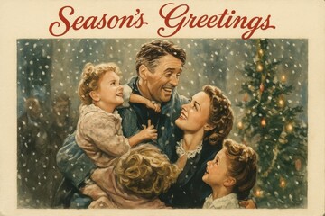 Classic Christmas Movie, Vintage, Christmas, Family, Celebration, Christmas Tree, Joy, Festive, Santa Claus, Holiday Spirit, Classic Film, Christmas Atmosphere