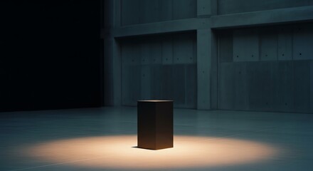 Dark block in spotlight minimal architecture