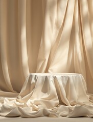 Fabric drape beige background product display
