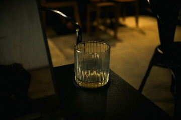 Close-up of an Empty Glass on a Dark Table