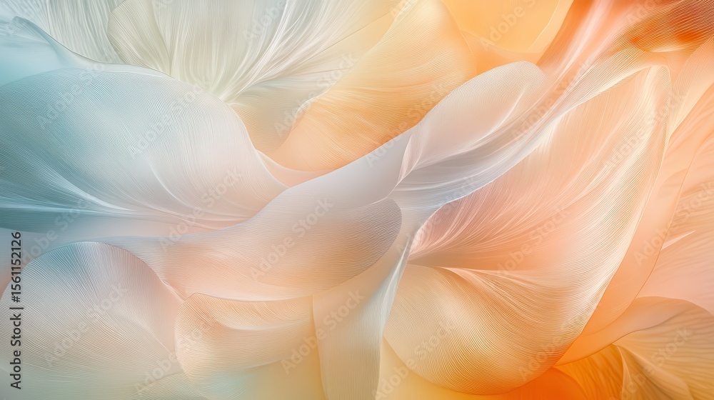 Poster Abstract flowing fabric with wave-like patterns in soft colors