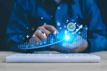 Businesspeople investor trader analyze financInterest rate and dividend concept,invest, financial,...