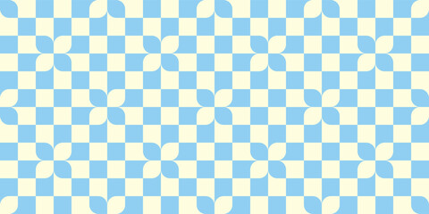 Blue checker and floral pattern, Vector illustration.