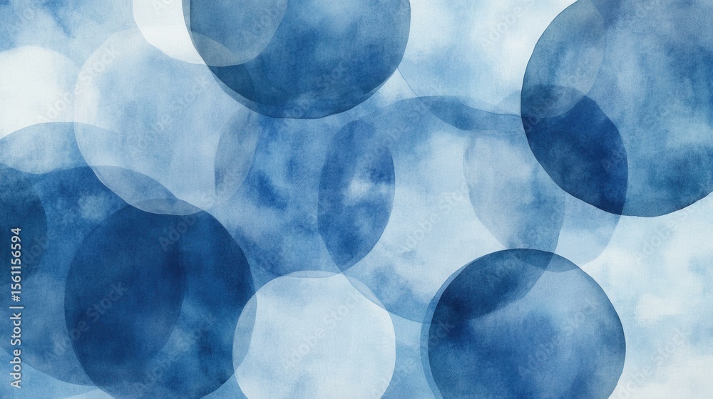 Poster abstract overlapping circles in serene watercolor painting