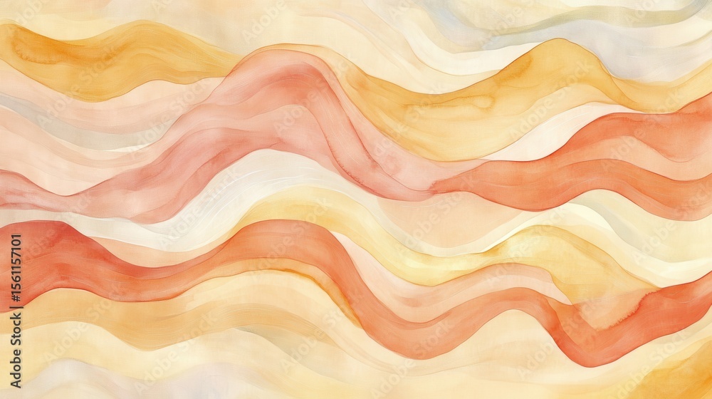 Aufkleber Abstract painting with wavy lines in serene studio setting