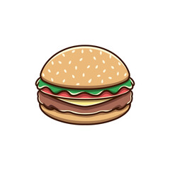 simple burger black and white cartoon