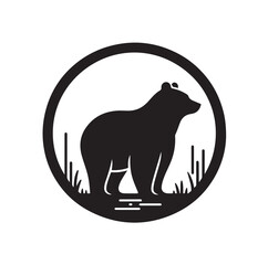 bear silhouettes vector, set of animals Brown grizzl Black vector