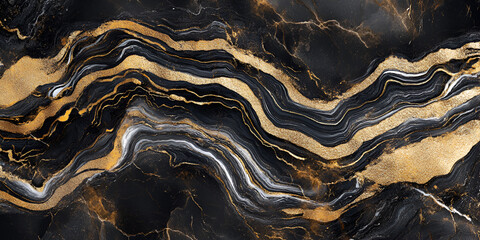 Luxury Black and Gold Marble Texture Abstract Background

