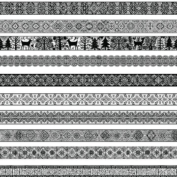 Fototapeta Black and white decorative patterns with various geometric designs  