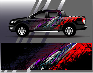 Car wrap design vector. Graphic abstract stripe racing background designs for vehicle, rally, race, adventure and car racing livery
