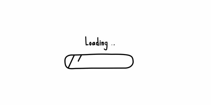 hand drawn loading bar progress in white screen 4k animation