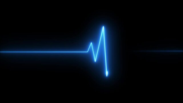 Neon Digital heartbeat plus animation. Heart Beat Pulse animated video, medical concept heart beat graph.
