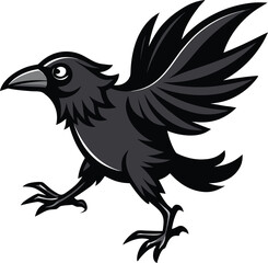 Obraz premium : crow in mid hop motion whimsical black outline .eps