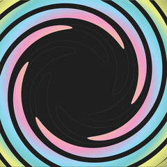 Spinning Rainbow Twist with Thin Lines onto Black Background, Flat Style