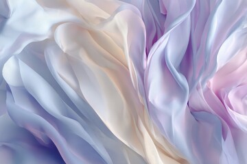 Obraz premium Abstract silky fabric waves in soft pastel colors, creating a serene and dreamy atmosphere