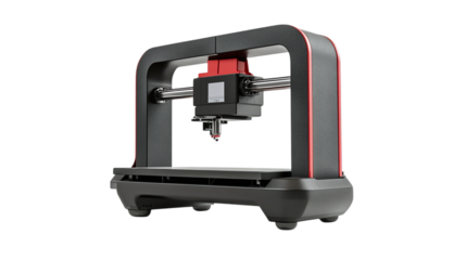 • A portable 3D printer for home use with easy-to-use interface, isolated on white background in HD 