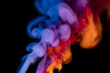 Obraz premium Colorful Swirling Smoke Patterns Against Black Background