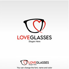 Love Glasses Logo Template Design Vector