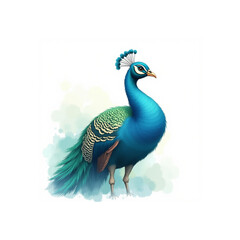 Obraz premium Elegant Seamless Vintage Look Peacock Pattern watercolor.