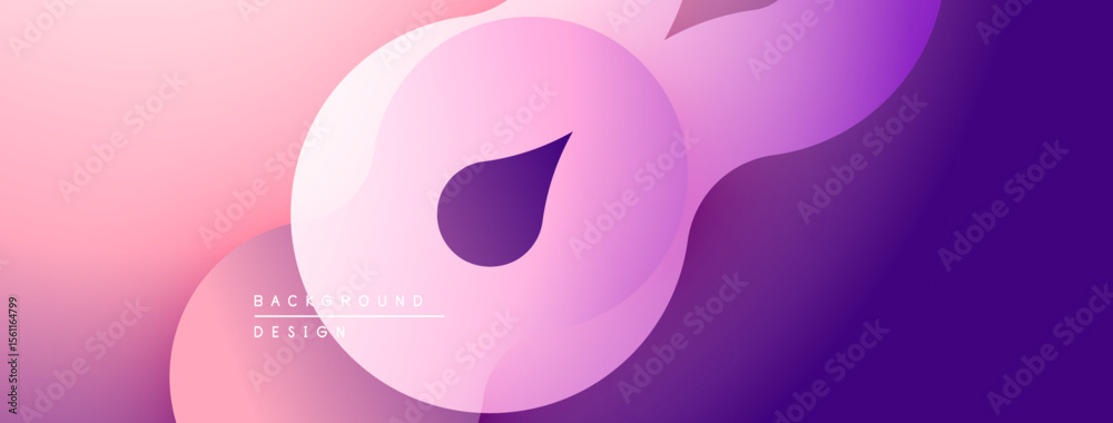Poster Abstract fluid shapes, pink purple gradient. Modern design element, smooth curves, dynamic composition. Background texture, soft colors.