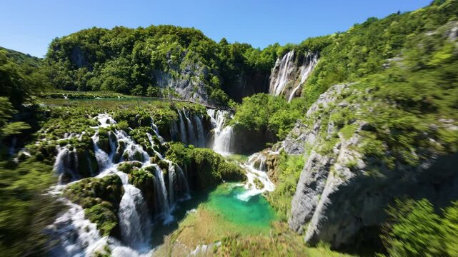 Plitvice Lakes Oldest And Largest National Park In The Republic Of Croatia. FPV