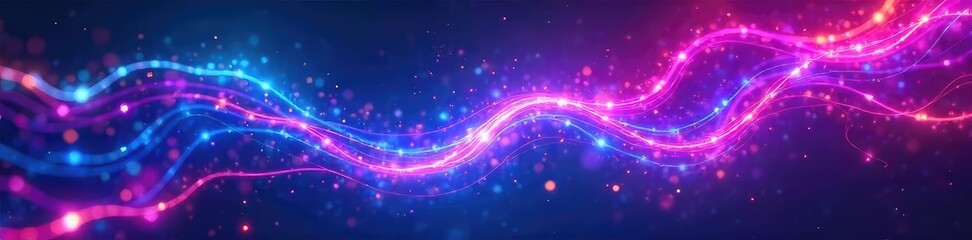 Obraz premium Abstract swirling neon lights in vibrant hues of blue, pink, and purple creating a dynamic and energetic electrical visual effect, perfect for backgrounds or design elements , dynamic, effect, bright