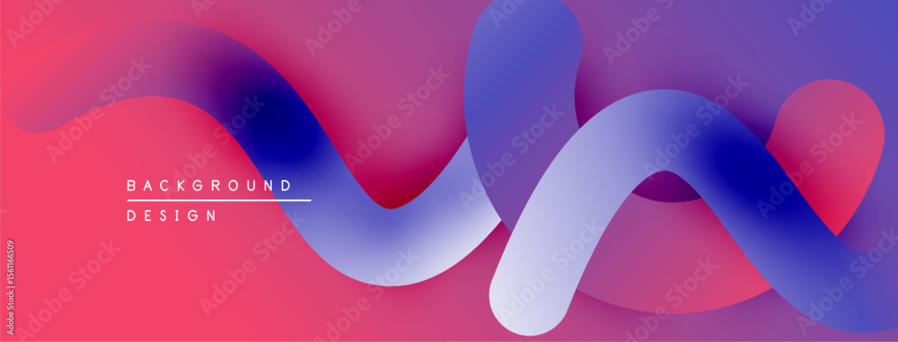 Aufkleber Abstract fluid shapes, vibrant colors blend. Gradient background creates dynamic visual effect. Modern design element.