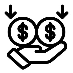 Hand Holding Decreasing Dollar Coins