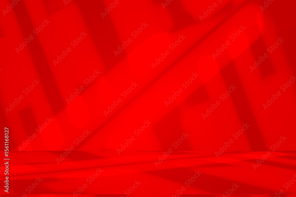 Aufkleber Wall interior background, studio and backdrops show products.with shadow from window color Red background for text insertion and presentation product
