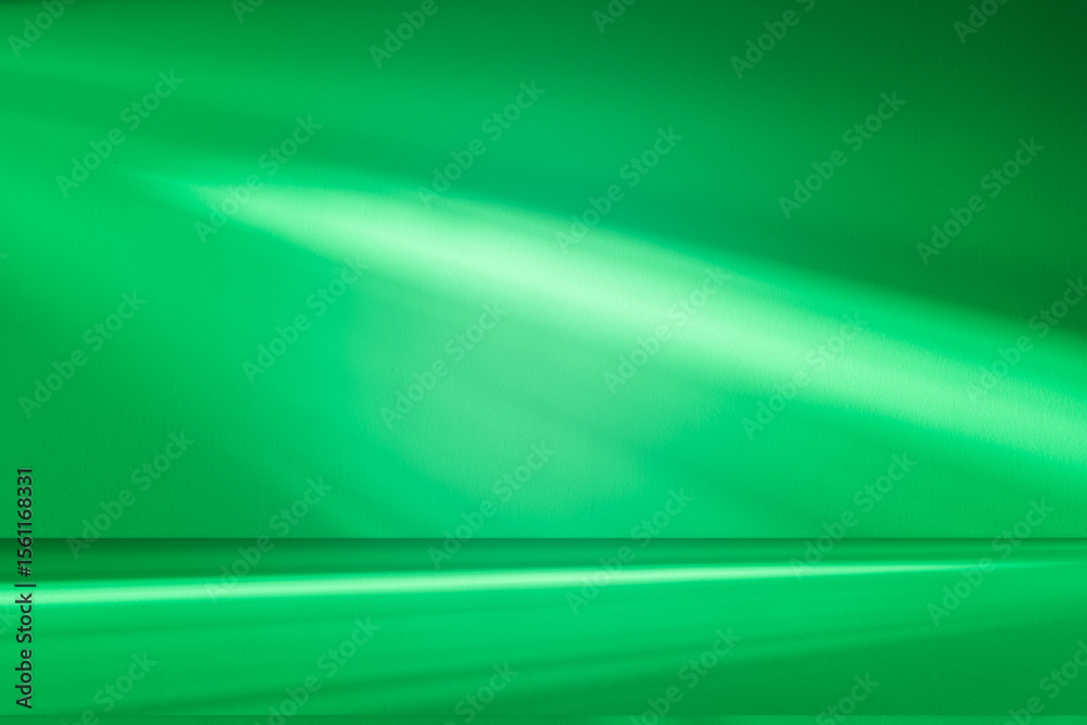 Aufkleber wall interior background, studio and backdrops show products. with leaf shadow from window color gre