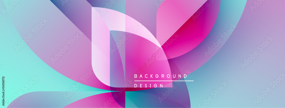 Aufkleber Abstract colorful shapes overlap, creating dynamic visual effect. Gradient hues blend, forming modern background design. Smooth curves dominate composition.