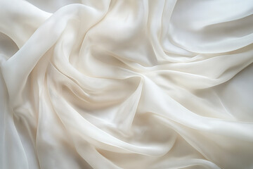 Obraz premium Delicate white sheer fabric with flowing shapes and soft light. Great for backgrounds, textiles, or gentle product presentations.