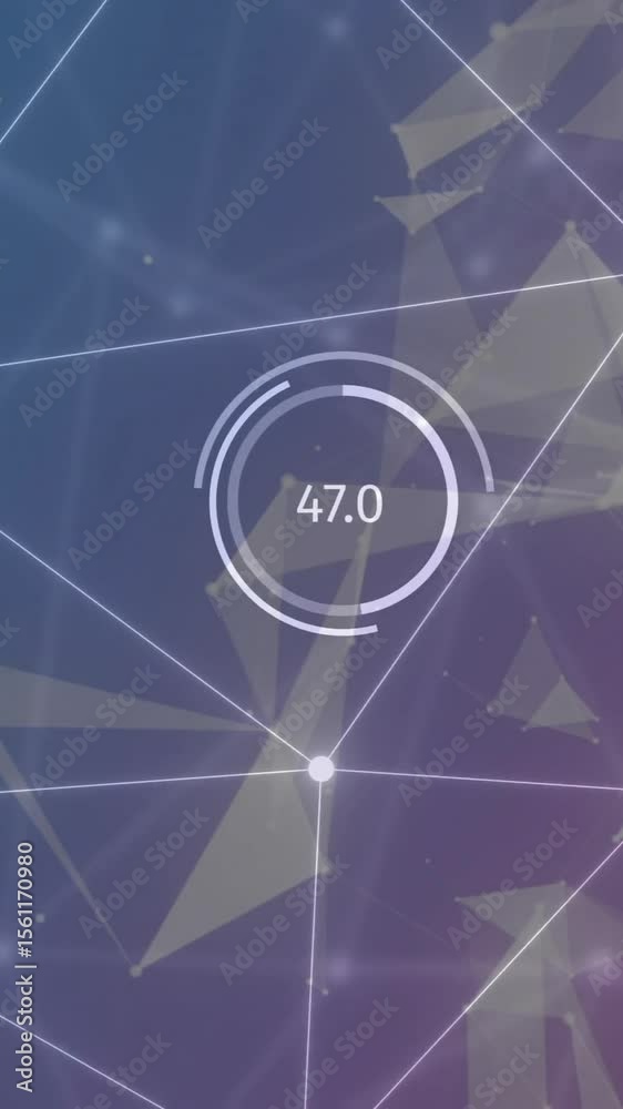 Poster animation of network of connections and data processing on dark background