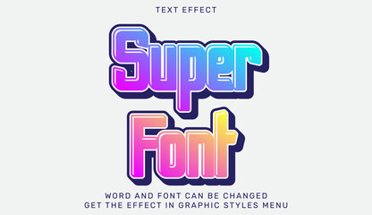 Super font text effect in 3d design