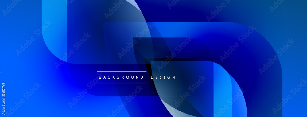 Poster Abstract blue design. Overlapping shapes create dynamic visual effect. Modern, sleek background suitable for digital projects.