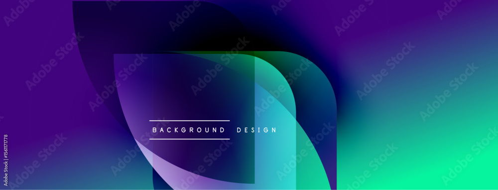 Poster Abstract gradient background. Purple, blue, green hues blend smoothly. Modern design element for digital projects. Text reads background design.