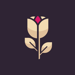 bold, modern rose flower flat style dark background, perfect for cosmetic, jewelery or other company symbol