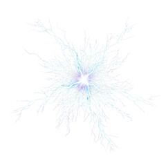 Thin and radiant blue lightning burst from center point, perfect for electrical or sci-fi themed visuals – PNG Transparent Background.