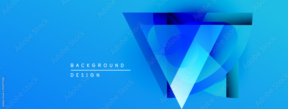 Aufkleber abstract blue design features layered geometric shapes. gradient colors create depth, modern aesthet