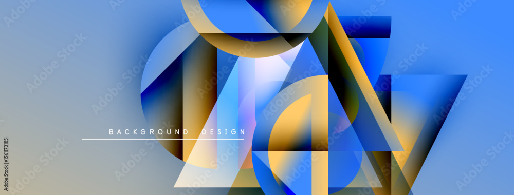 Aufkleber Abstract geometric shapes overlap, creating dynamic blue, gold gradient. Modern design element for backgrounds, presentations.