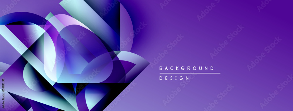 Aufkleber Abstract purple design features overlapping geometric shapes. Gradient hues create dynamic visual effect. Modern background element.