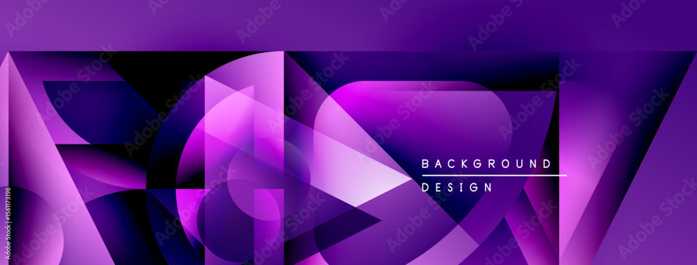 Poster Abstract purple design. Geometric shapes overlap, creating dynamic visual effect. Modern background suitable for digital projects.
