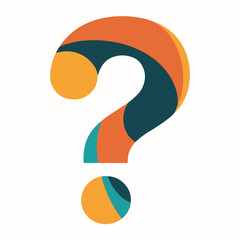 A stylized modern question mark graphic with vibrant color options suitable for educational informational or curiosity driven design projects